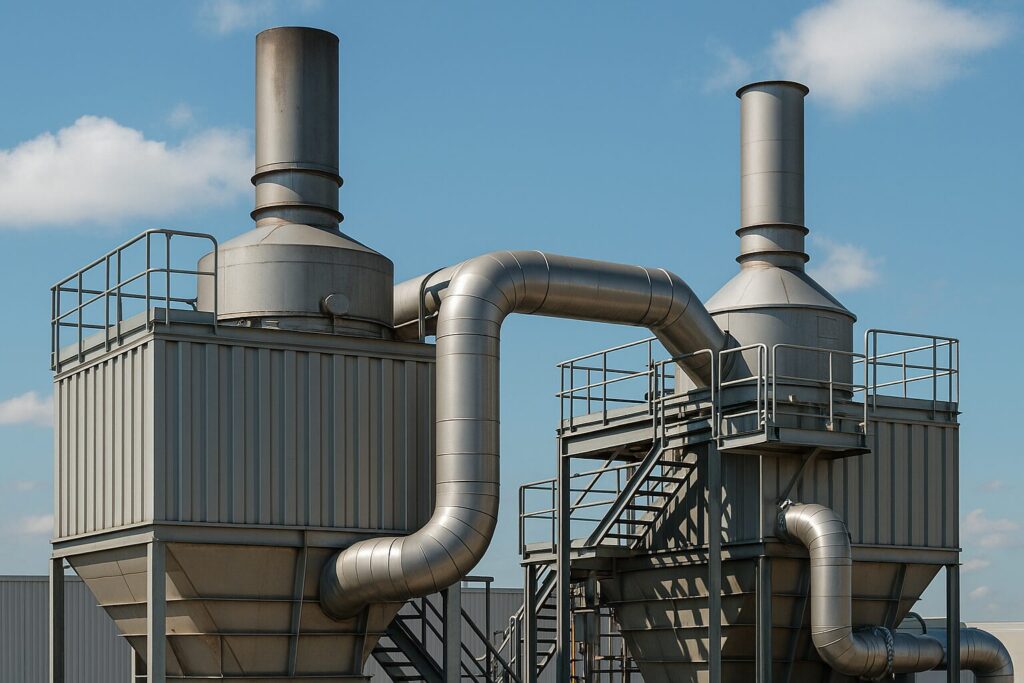 Industrial RTO unit operating at high temperature, designed for VOC treatment in chemical and automotive industries.