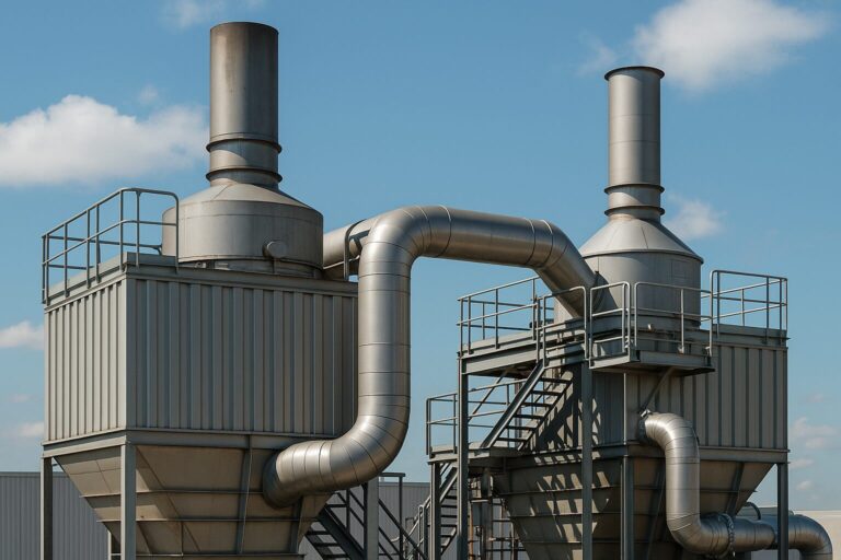 Industrial RTO unit operating at high temperature, designed for VOC treatment in chemical and automotive industries.